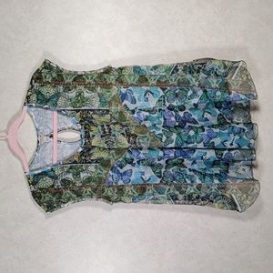 2/$10 05158 Energe green, blue & lavender sleeveless blouse M NEW